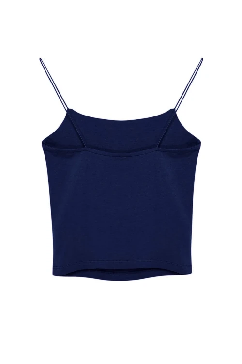 Kadın Lacivert İp Askılı Örme Body Bluz HZL24S-ZK11001