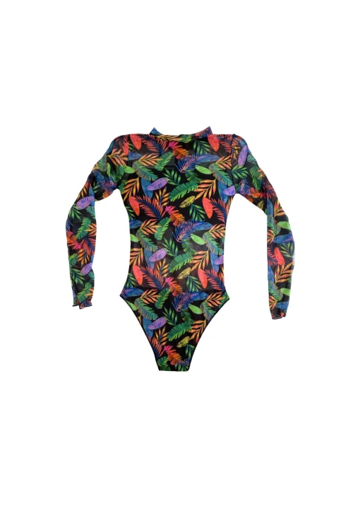 Kadın Siyah Çok Renkli Tül Yüzücü Mayo HZL25S-LC67387