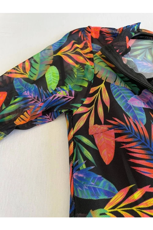 Kadın Siyah Çok Renkli Tül Yüzücü Mayo HZL25S-LC67387