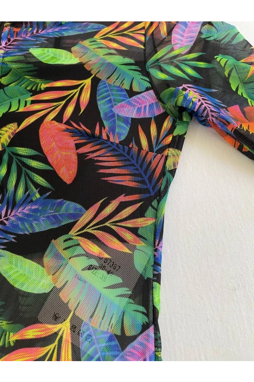 Kadın Siyah Çok Renkli Tül Yüzücü Mayo HZL25S-LC67387