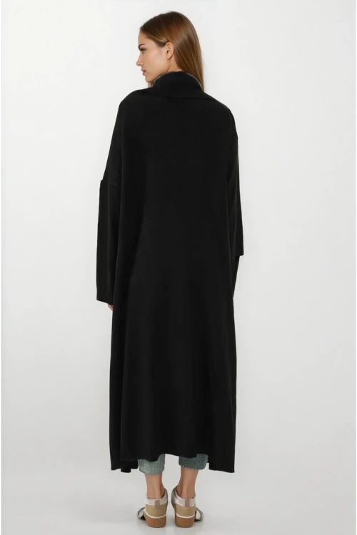 Kadın Siyah Oversize Uzun Triko Hırka HZL25W-BD1103041