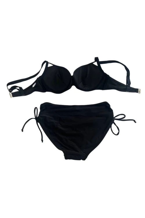 Kadın Siyah Taş İşlemeli Astarlı Büyük Beden Bikini Takımı HZL25S-LC2099