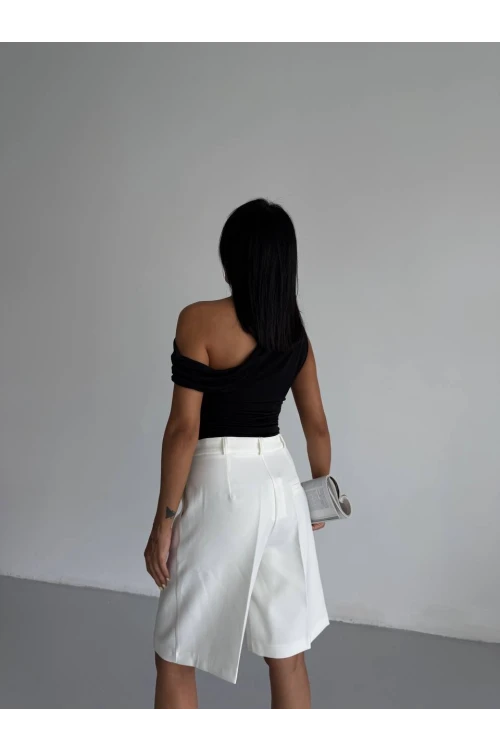 Kadın Siyah Yandan Drapeli Kayık Yaka Sandy Bluz HZL25S-FRY123201