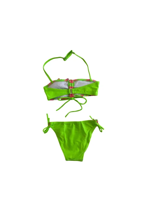 Kız Çocuk Neon Yeşil Unicorn Desenli  2-8 Yaş Straplez Bikini Takım HZL24S-LC3658