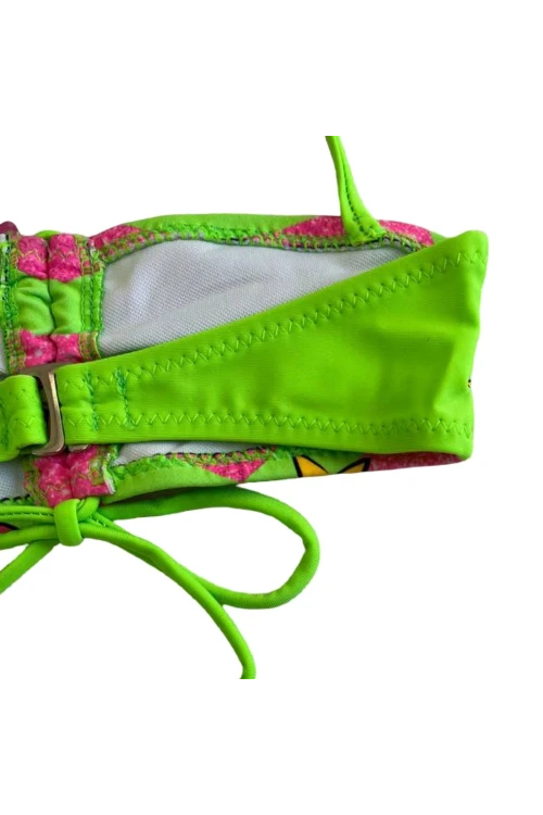Kız Çocuk Neon Yeşil Unicorn Desenli  2-8 Yaş Straplez Bikini Takım HZL24S-LC3658