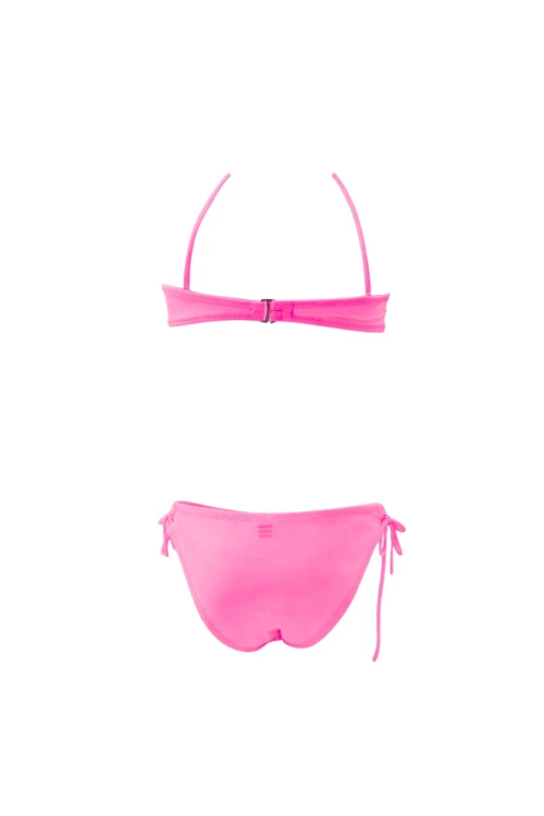 Kız Çocuk Pembe Unicorn Desenli  2-8 Yaş Straplez Bikini Takım HZL24S-LC3658