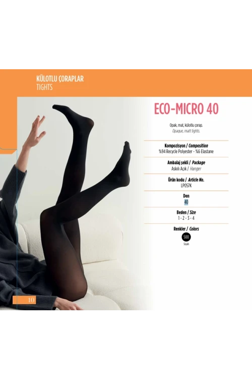 Penti 6lı Paket ECO-MICRO 40 den Siyah Külotlu Çorap Renk No:500 HZL25-PNTE40