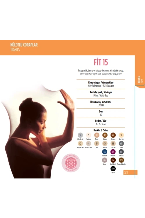 Penti 6lı Paket Fit 15 den Mürdüm Külotlu Çorap Renk No:67 HZL25-PNT15