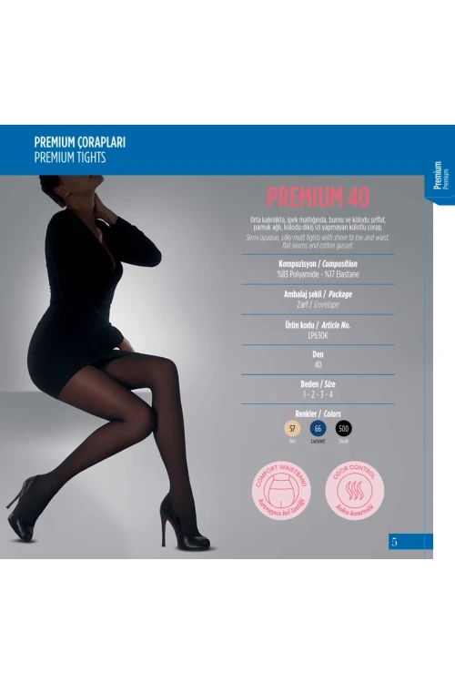 Penti 6lı Paket Premium 40 den Ten Külotlu Çorap Renk No:57 HZL25-PNTP40