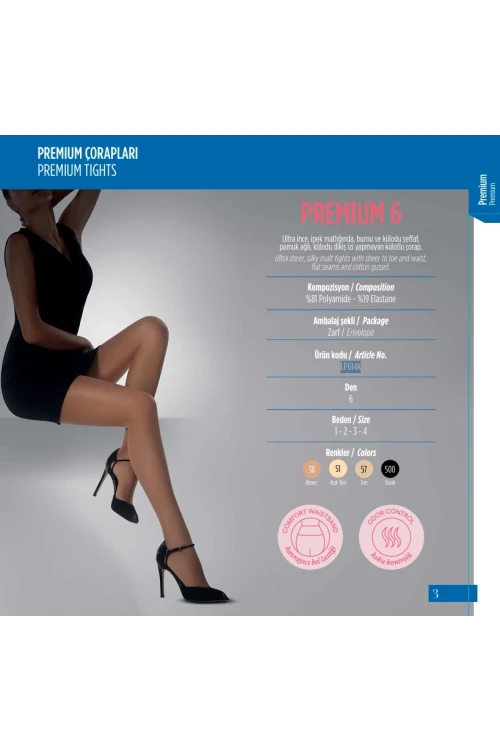 Penti 6lı Paket Premium 6 den Açık Ten Külotlu Çorap Renk No:51 HZL25-PNT06