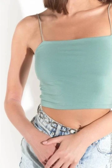 Kadın Çağla Yeşil İp Askılı Örme Büstiyer HZL24S-ZK12001