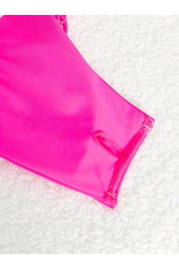 Kadın Neon Pembe İp Detaylı Astarlı V Kesim Üçgen Bikini Takım HZL24S-LC2234