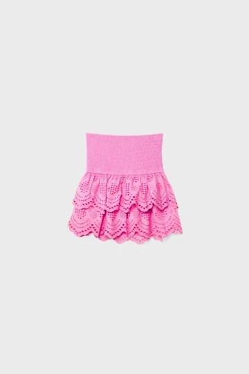 Kadın Pembe Gipeli İşlemeli Bluz ve Etek Model HZL24S-ZK11111