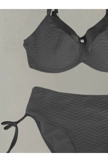 Kadın Siyah Desenli Büyük Beden Astarlı Bikini Takım HZL25S-LC4004