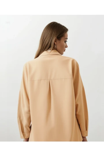 Kadın Bisküvi Oversize Uzun Basic Gömlek HZL22W-BD139001