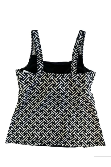 Kadın Lacivert Beyaz Desenli Şortlu Tankini HZL25S-AR1801