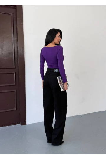 Kadın Mor Uzun Kollu Sany Bluz HZL25S-FRY123351