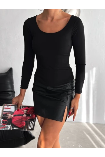 Kadın Siyah U Yaka Uzun Kollu Sandy Bluz HZL25S-FRY122471