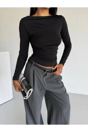 Kadın Siyah Uzun Kollu Sany Bluz HZL25S-FRY123351