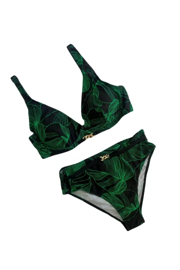 Kadın Siyah Yeşil Aksesuar Detaylı Astarlı Bikini Takımı HZL25S-LC25147