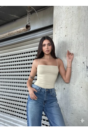 Kadın Taş İp Askılı Örme Body Bluz HZL24S-ZK11001