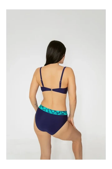 Kadın Yeşil Lacivert Desenli Astarlı Bikini Takımı HZL25S-LC25143