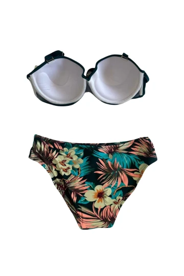 Kadın Zümrüt Yeşil Taş İşlemeli Aksesuar Detaylı Astarlı Bikini Takımı HZL25S-LC4005