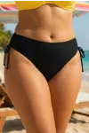 Kadın Siyah Büyük Beden Yanları Büzgülü İpli Yüksek Bel Bikini Altı HZL26S-LC50